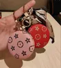 9 style Créativité Cosmetic Mirror Keychain Coin Purse Pendante Charme Bijoux de trappe de trappe de trappe de la mode Pu en cuir Pu Grille de fleur de fleur Designer Metal Chain