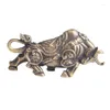 Estatuetas decorativas retro Brass Lucky esforço Bull Animal Miniatures Crafts Desktop Ornaments Desk da sala de estar Acessórios para decoração de casa