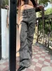 Jeans féminins High Waist Vintage Do Old Patchwork plissé pantalon de denim de jambe large 2024 Automne Fashion 29L5232