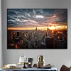 New York Cityscape Canvas Malowanie wschodu słońca w nowoczesnym mieście HD Potograficzne nadruk ścienny obraz dla biurowego wystroju domu plakat