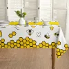 Keuken rechthoek tafelkleed bijen en honingraat geel tafelkleed voor feestpicknickmat huis diner decor tafelkleed