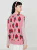 Coletes de suéter feminino malha rosa malhas de morango harajuku doces all-match chic casual clássico simples de streetwear simples