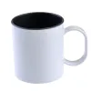 11oz Plastic White Sublimation Handle Mugs 400ml Heat Transfer Cups Blank Coffee Mug For Sublimating Color Inside 0411