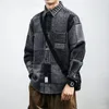 Giacche da uomo autunno inverno camicia a quadri di lana in lana in moda abiti maschile levigatura addensato giacca a maniche lunghe vintage sciolte