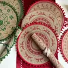 Tafelmatten koffiekopje jute placemat geweven eetmat met wollen bal ronde gedrukt kerst huis decoratief warmtebestendig