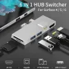 Hubs 6 in 1 USB -Hub -Festplatte Docking Station 4K kompatible USB 3.1 Gen 1 Dockingstation Festplatten -Festplattenadapter für Surface Pro 6 7 8 x