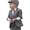 Spring Herfst Kinderlassiek Plaid Pak Set Boy Handsome Stage Piano Host Party Costumes Kids Blazer Pants 2pcs Kleding