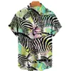 Chemise à imprimé animal d'été mâle Hawaiian hip-hop lâche à manches courtes à manches courtes surdimensionnées surdimension