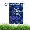 Decorative Flowers Congrats Grad Yard Sign Class Of 2024 Garden Flag Graduation Decorations Po Props Party Supplies 12 X 18 Inch