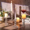 Candle Holders 6Pcs Glass Taper Set Clear Crystal Tall Bulk Holder For Home Wedding Party Valentines Table Decor