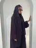 Vêtements ethniques Ramadan Eid femmes gris noir Dubaï Khimar Abaya Islam Muslim Kimono Hijab Robe Set Kebaya Kaftan Djellaba Robe Femme