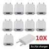 10stcs 5V 1A USB Travel Wall Charger Adapter Opladen voor Apple iPhone XS Max XS XR X SE 2020 8 7 6 6S 5S 5 SE 4 4S EU Telefoonstekker