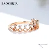 Anelli a grappolo Baoshijia Solid 18K Rose Gold Women's Bellish Crown Ring Princess Diamond Band Women Elegant