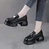 Dress Shoes Koznoy 5cm Cow Thick Soled Platform Wedge Comfy Rubber Women Moccasins Mary Jane British Slip On Genuine Leather Summer