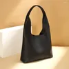 DrawString Vintage Pu Leather Hasp Shoulder Underarm Bag Women Casual Soild Color Large Capacity Shopping Tote Handväskor Topphandtag SACS SAC