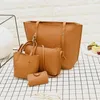 Bolsa 4pcs women padronizar bolsa de couro para crossbody mensager pacote de cartões de cartão sólido zíper elegante e elegante bolsas set #nrs