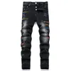 Jeans pour hommes hommes peinture noire éclaboussure crayon streetwear élastique élastique petit pieds de petit pieds de jean pour mâle