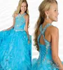 Glitz Girl039s Pageant Dresses Halter Crystals Sequins Pleated Organza Girls Ball Gown Princess Wedding Party Gowns ritzee girl9394779