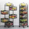 Cesti di stoccaggio rotanti rack a 5 livelli in metallo impilabile cestino da cucina scaffale cubo organizzatore di verdure frutta con ruote