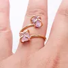 Unregelmäßiger Amethyst-Kristall offener Ring für Frauen Mädchen Klaue Goldfarbe Boho Naturstein Fingerschmuck