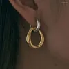 Orecchini pendenti in metallo vintage a doppio colore ciondolo per donne alla moda oro irregolare geometrica drop party regalo