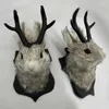 Decorative Figurines Xams Wall Mounted Fake Head Jackalope Decor Resin Hanging Ornament Wooden Antler For Home Living Room