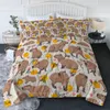 BlessLiving 3D Yellow Ringed Kawaii Guinea Pig Bedding Set Maple Leaf Geometry Love Quilt With Pilow Sham For Kids Bedroom Decor