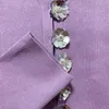 Tricots féminins French Gentle Purple V-colme Tricot Femmes Coréen Version coréenne Spring Automn Design Sequins faits à la main Fleur Slim Tie Hollow out