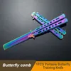 1st Portable Butterfly Training Knife Foldbar CSGO Balisong Trainer Pocket Flail Knife Uncut Blade Farterfly Comb for Training