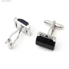 Cuff Links Men Cufflinks TOMYE XK23036 Luxury Blue Sandstone and Rhinestone Square Silver Color Formal Shirt Cuff Links for Wedding Gifts Y240411