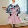 Dog Apparel Clothes Black Button Plaid Dress For Small Medium Dogs Cat Spring Summer Pet Clothing Costume Supplies Skirt