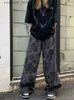 Calças femininas Capris kosahiki y2k bens calças de veludo moda de moda retro estampa alta calça de cintura 2000 Roupas lentas para mulheres de rua