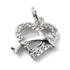 Pandahall 10st hjärta med delfin mässing Micro Pave CZ Cubic Zirconia Pendants Charms med hoppring för halsbandsmycken