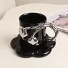 Tazze moderne tazze in ceramica a mano fatta per floreali invalliere tazze caffè in argento per la colazione a tazza per latte per la casa per la casa
