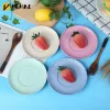 Vishal Wheat Straw Dish Set Round Rice Plate Creative Home Anti Drop Bone Dish Plastic Fruit Plate Retro Vettabell