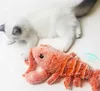 Plush Dolls Electric flip lobster cat toy with real jumping shrimp plush interactive washable toy with cat food bag suitable for cats and puppies J240410