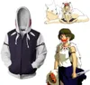 Japan Anime Princess Mononoke Hime Miyazaki Hayao Casual 3D Cosplay Costume z długim rękawem Sport Płaszcz Kurtka zamek błoto 1152770