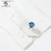 Cuff Links Cufflinks for Men TOMYE XK20S080 High Quality Classic Blue Buttons Casual Round Silver Color Dress Shirt Cuff Links Gifts Y240411