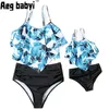 Family Matching Swimwear Summer Mother Daughter Bikini Bathing Suit Brachwear Swimwear Family Matching Mom Kids Girls Swimsuit