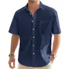 Camisas casuais masculinas masculas grandes e altas de manga longa t homens primavera verão cor de cor sólida camisa superior stand Trendy