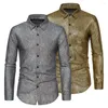 Men's Casual Shirts Men Formal Shirt Male Slim Fit Snakeskin Print Long Sleeve For Clubwear With Lapel Single-breasted Design