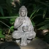 Dekorativa figurer Solbelysning Buddha staty utomhus uteplats trädgård kinesiska zen vardagsrum kontor porchdecorativeresin