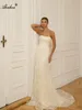 2024 Breathtaking Strapless 2 In 1 Mermaid Wedding Dress Shiny Beading Sequined Lace Removable Satin Train Off The Shoulder Trumpet Bridal Gowns