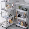 2/3/4 Tier Slim Storage Carrinho Móvel Prateleiras Organizador Slide Slide Off Storage Rolling Cart Rack para banheiro da cozinha