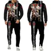 Suits-survêtement masculins 2024 Heraldic Lion Tattoo Templar Knight Armour Two Piece Set 3D Pantalon de mode imprimé 3D