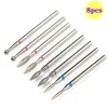 8pcs/Set Diamond Nail Drill Bit Rotery Electric Milling Cutters For Pedicure Manicure Files Cuticle Burr Nail Tools Accessories