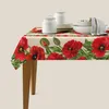 Rote Blume Mohn -Rechteck -Tischdecke 60x90 Zoll Waschbarer Tischdeckel Tisch für Küchen Dinning Party Tabletop Dekoration