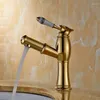 Bathroom Sink Faucets Basin Chrome/golden Brass Faucet Cold Pull Out Deck Mounted Mixer Tap Lavatory