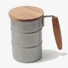 Muggar rostfritt stål mugg med handtag vintage 370 ml öllock för camping drickverktygsklubbar hemkaféer