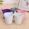 Mini Flower Pot with Handle Metal Barrel Planter Succulent Hanging Bucket for Home Outdoor Garden Yard Fence Hanging